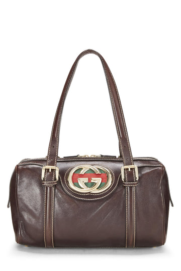Gucci, Brown Leather Britt Boston Handbag, Brown