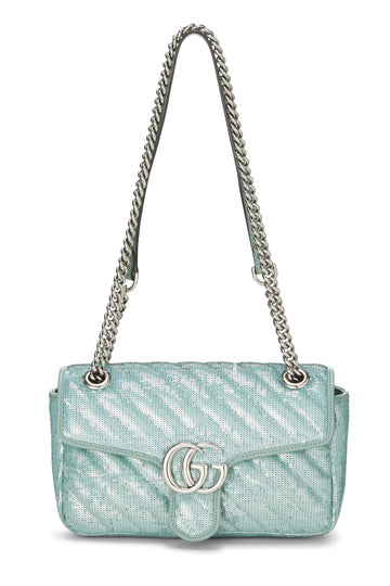 Gucci, Blue Sequin CS Marmont Shoulder Bag Small, Green