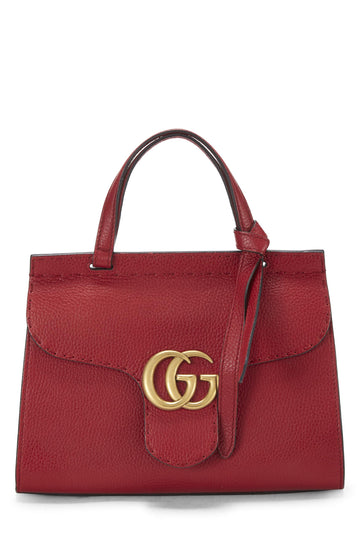 Gucci, Red Leather CS Marmont Top Handle Flap Bag Mini, Red