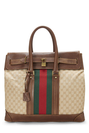 Gucci, Brown Original CS Canvas Web Travel Tote, Brown