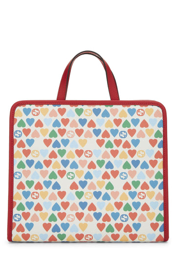 Gucci, Multicolored Heart Coated Canvas Kids Tote, Multi
