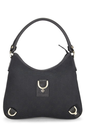 Gucci, Black Original CS Canvas D-Ring Abbey Hobo Bag Small, Black