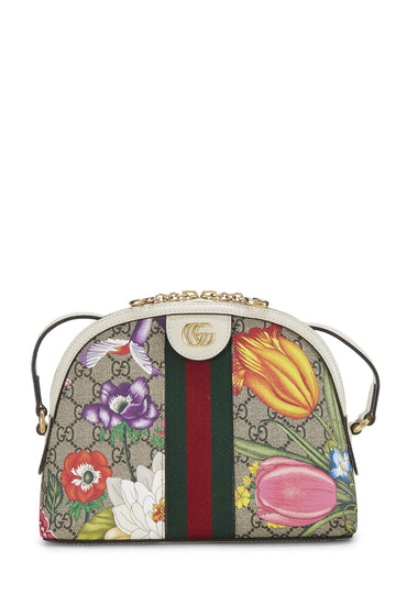 Gucci, White Original CS Supreme Ophidia Flora Dome Shoulder Bag Small, White