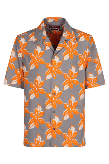GUCCI Printed Cotton Poplin Shirt with Front Pockets