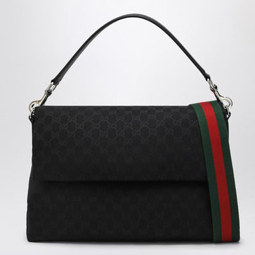 GUCCI Medium GG Fabric Shoulder Handbag with Web Strap