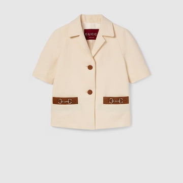 GUCCI Linen Canvas Outerwear with Horsebit Detail