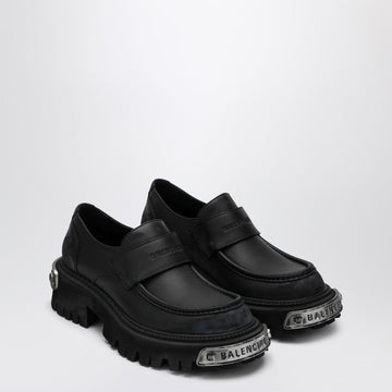 Balenciaga Black Leather Tractor Loafers Men