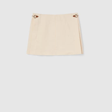 GUCCI Linen Canvas Mini Skirt with Horsebit Detail