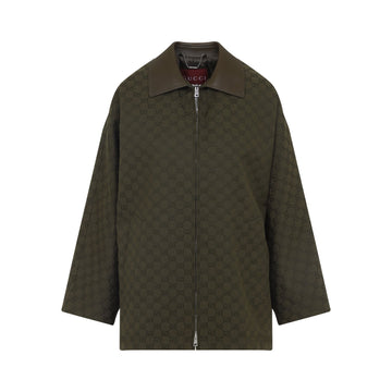 GUCCI Women's Bomber Jacket with Leather and Horn Details
