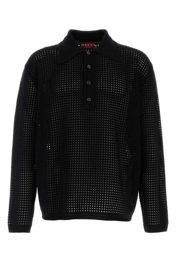 GUCCI Crochet Long Sleeve Polo Shirt for Men