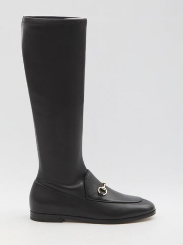 GUCCI Knee-High Leather Boots with Horsebit Detail
