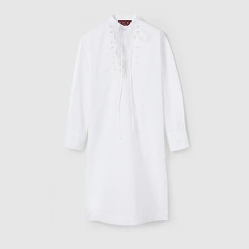 GUCCI Mini Popeline Dress with Horsebit Detail