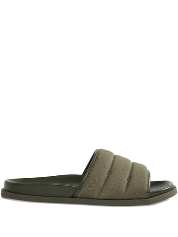 GUCCI Men's Slip-On GG Monogram Canvas Sandals