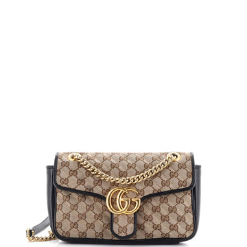 GUCCI GG Marmont Flap Bag Diagonal Quilted GG Canvas Small