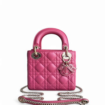 Dior Lady Mini - New Version All Pink Cannage Flap Bag Gold Hardware