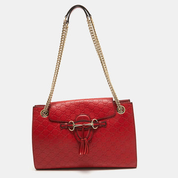 Red Guccissima Leather Large Emily Shoulder Bag
