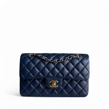 Chanel Classic Flap Small - Caviar 23CM Quilted Dark Blue Gold Hardware Series 24