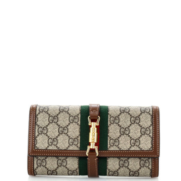 GUCCI Jackie 1961 Continental Chain Wallet GG Coated Canvas