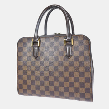 Brown Canvas Damier Ebene Triana  Satchel Bag
