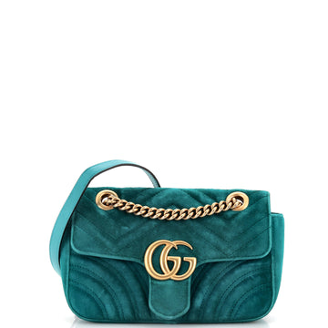 GUCCI GG Marmont Flap Bag Matelasse Velvet Mini