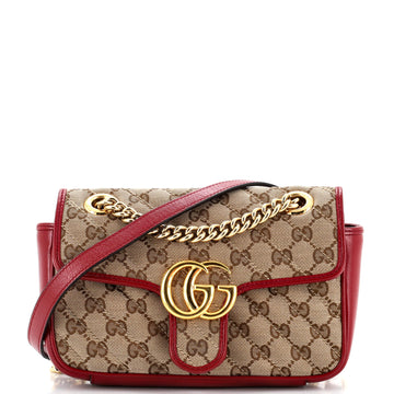 EC Marmont Flap Bag Diagonal Quilted EC Canvas Mini