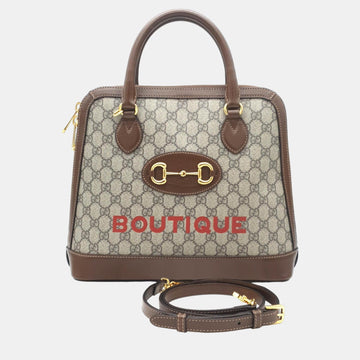 Brown GG Canvas 1955 Horsebit Medium Top Handle Bag