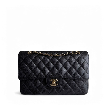 Chanel Classic Flap Medium - Caviar 25CM Quilted Black Gold Hardware Series 19