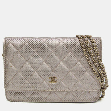Silver Perforated Classic Wallet On Chain