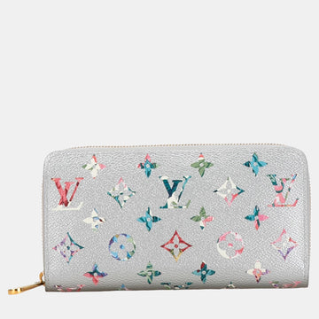 Silver Metallic Monogram Garden Zippy Wallet