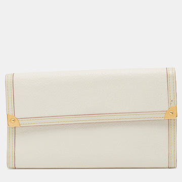 White Suhali Leather Porte Tresor International Wallet