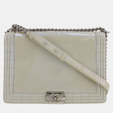 White Leather Large Reverso Boy Bag