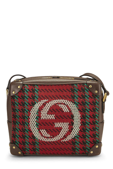 Gucci, Multicolor Wool & Leather Houndstooth 'CS' Crossbody, Brown
