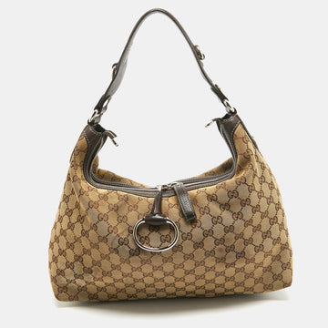 Brown/Beige GG Canvas and Leather Medium Icon Bit Hobo