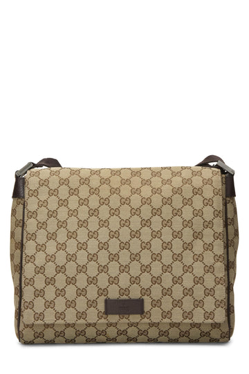 Gucci, Brown Original CS Canvas Flap Messenger, Brown