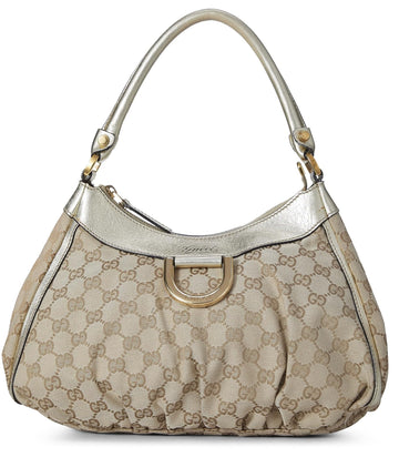Gucci, Gold Original CS Canvas D-Ring Abbey Shoulder Bag Small, Gold