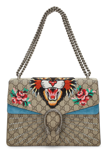 Gucci, Blue CS Supreme Canvas Embellished Tiger Dionysus Shoulder Medium, Blue