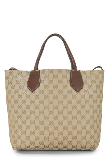 Gucci, Original CS Canvas & Brown Leather Reversible Tote Small, Brown