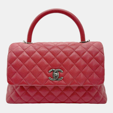 Red Leather Medium Coco Handle Top Handle Bag