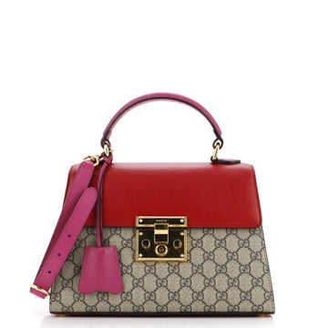 Padlock Top Handle Bag EC Coated Canvas and Leather Small