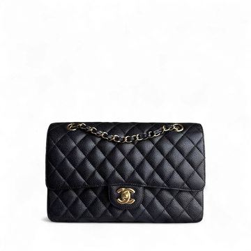 Chanel Classic Flap Medium - Caviar 25CM Quilted Grained Calfskin Black Gold Hardware Series 14