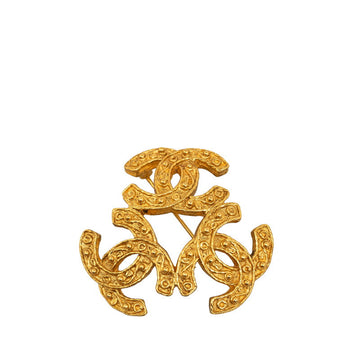 Chanel Vintage Coco Mark Triple Brooch Gold Plated