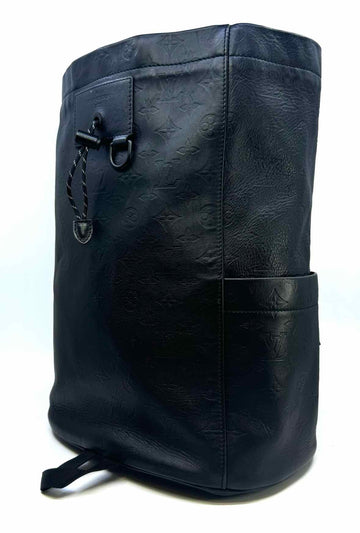 LOUIS VUITTON Black Leather Monogram Backpack