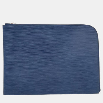 Blue Epi Leather Pochette Jour GM Clutch Bag