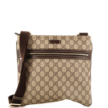 Front Zip Flat Messenger Bag EC Coated Canvas Medium
