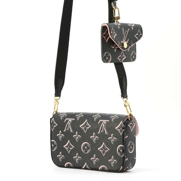 LOUIS VUITTON Multiie Pochette Noir/Pink M81471 Monogram