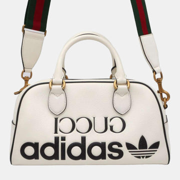 x Adidas White Leather Mini Duffel Bag