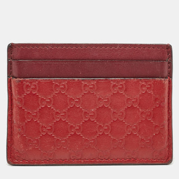 Red/Burgundy Microguccissima Leather Card Holder