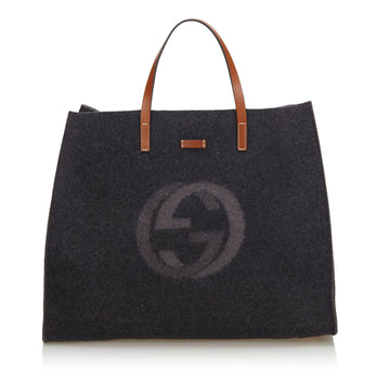 G*G Gray Wool Fabric Double G Tote Bag Italy