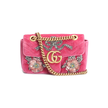 CS Marmont Embroidered Velvet Crossbody Bag