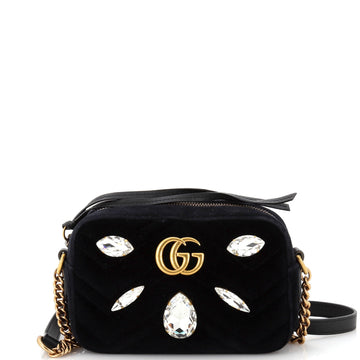 EC Marmont Shoulder Bag Crystal Embellished Matelasse Velvet Mini